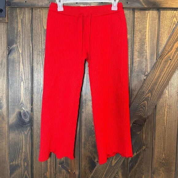 Marques' Almeida 100% Merino Wool RIbbed Flare Pull-On Pants - Picture 1 of 4
